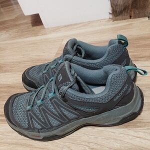 Salomon Women 8 Trail Pathfinder Hiking Running Shoes Blue/gray